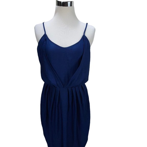 Rebecca Taylor Blue Sleeveless Tie Waist Short Slip Dress Size S Sheath - Picture 3 of 8